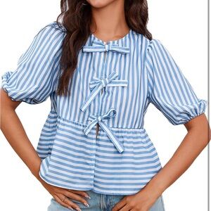 NWOT Blue Striped Women's Top Size Small